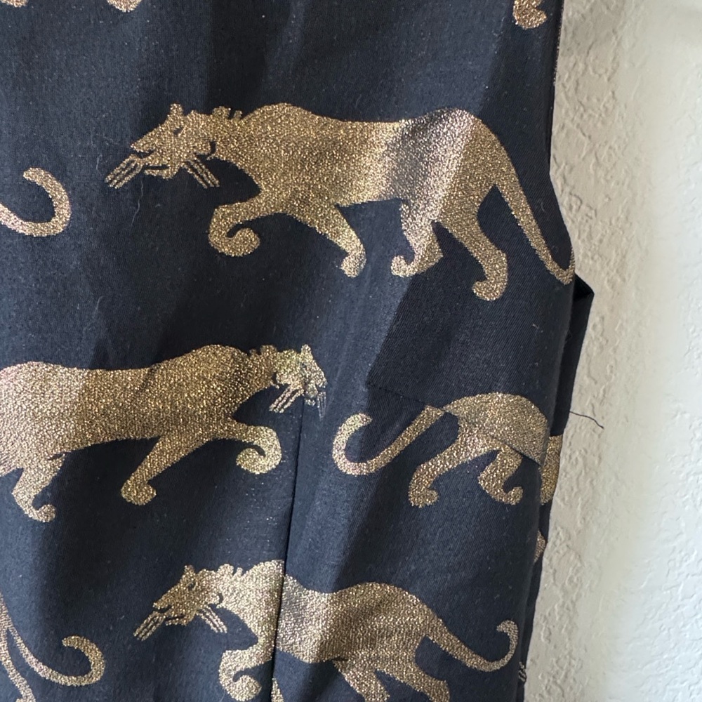 Anthropologie Black and Gold Panther Mini Dress - Picture 4 of 6